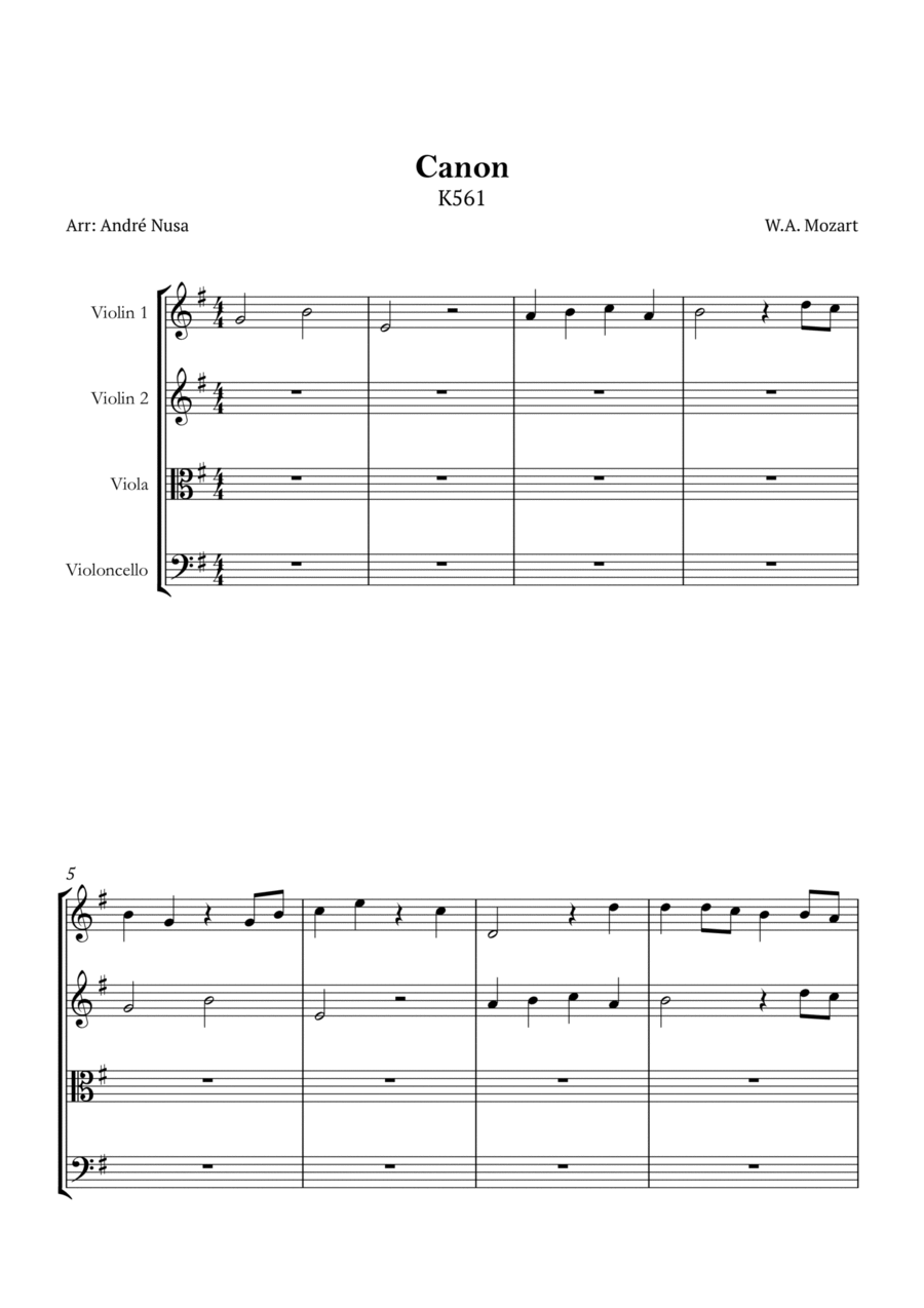Canon K561 String Quartet scores gallery preview page 1