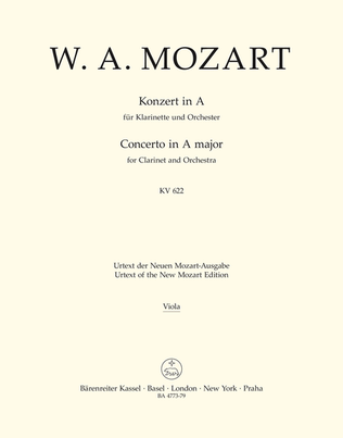 Book cover for Concerto for Clarinet and Orchestra A major, KV 622