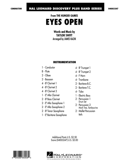 Eyes Open (from The Hunger Games) - Full Score