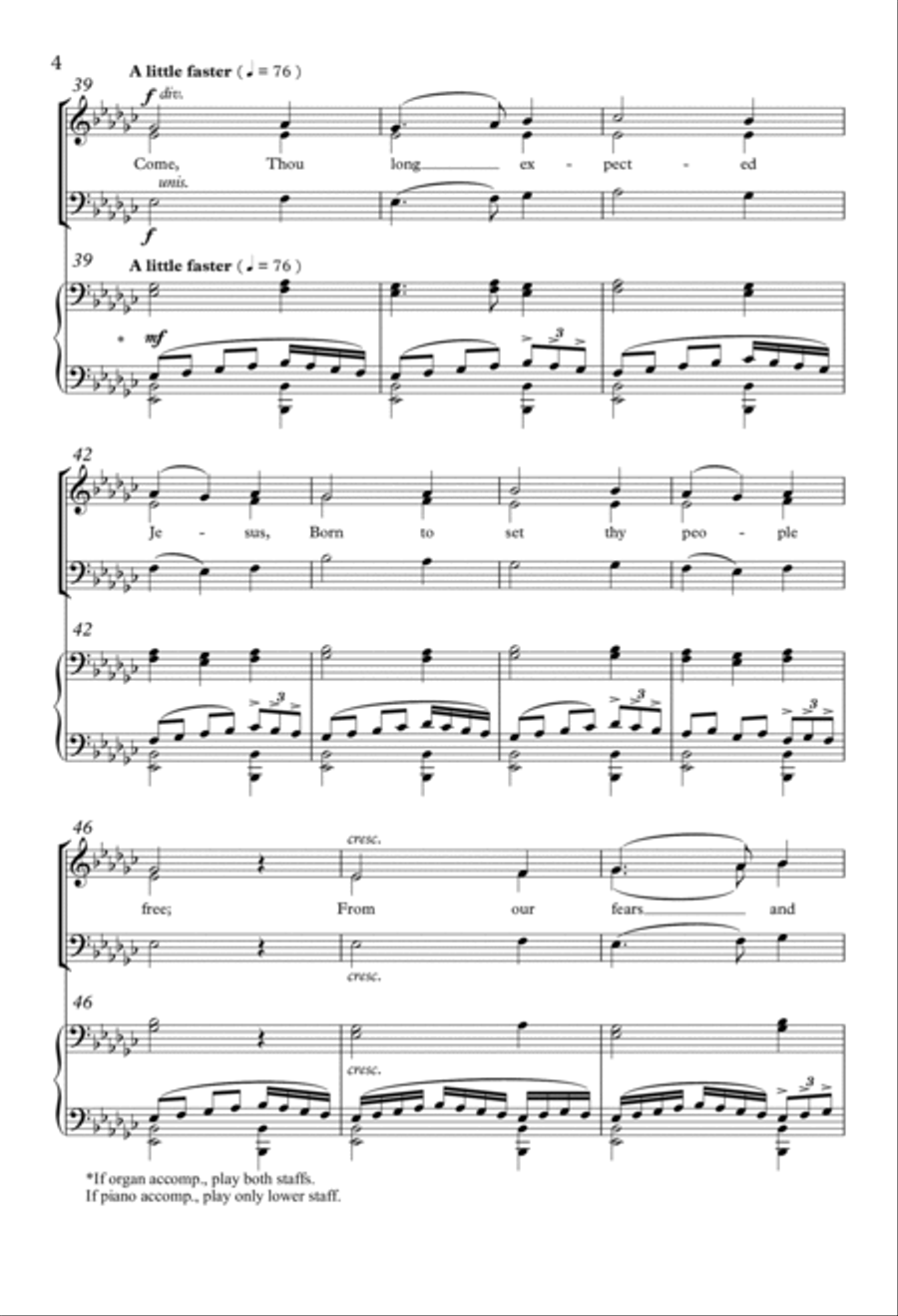Come, Thou Long Expected Jesus 4-Part scores gallery preview page 3