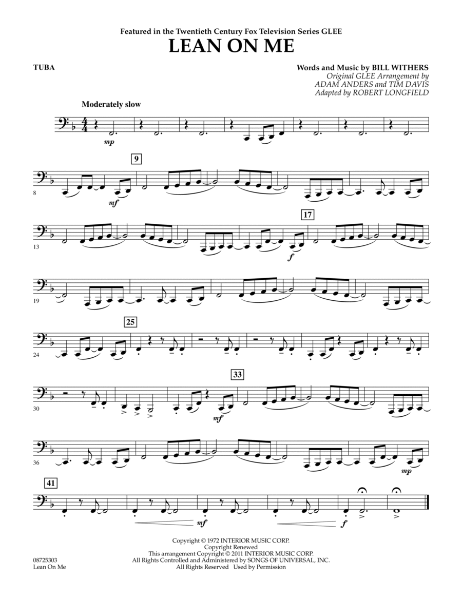 Lean On Me - Tuba Concert Band scores gallery preview page 1