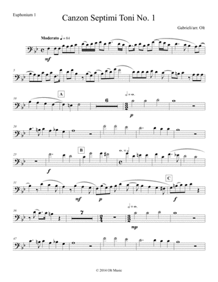 Canzon Septimi Toni No. 1 for 2 antiphonal tuba quartets