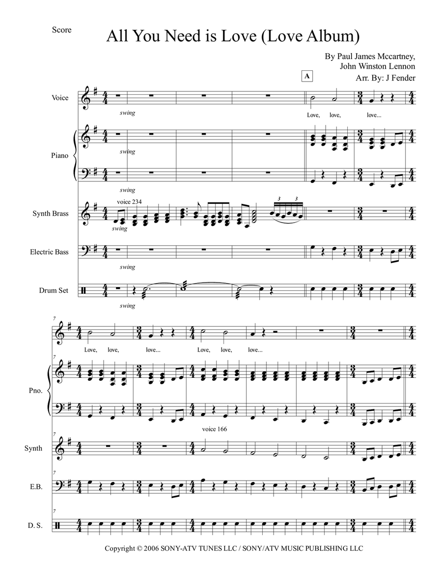 All You Need Is Love Small Ensemble scores gallery preview page 1