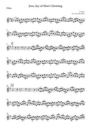 Jesu, Joy of Man's Desiring (J. S. Bach) for Oboe Solo