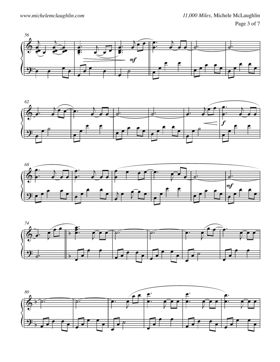 11,000 Miles Piano Solo scores gallery preview page 3