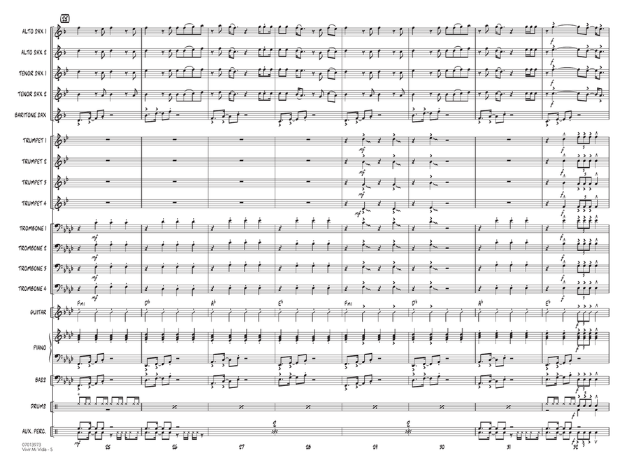 Vivir Mi Vida (arr. Terry White) - Conductor Score (Full Score) Jazz Ensemble scores gallery preview page 5