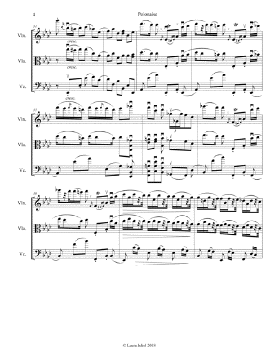 Polonaise Op. 53 by Chopin for String Trio String Trio scores gallery preview page 4