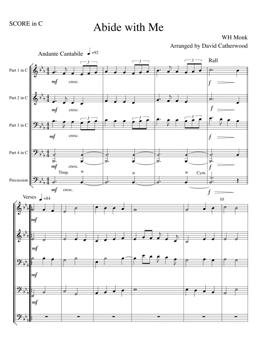 Book cover for Abide With Me - arr. by David Catherwood for 4 Part Flexible Band/Ensemble with optional Percussion