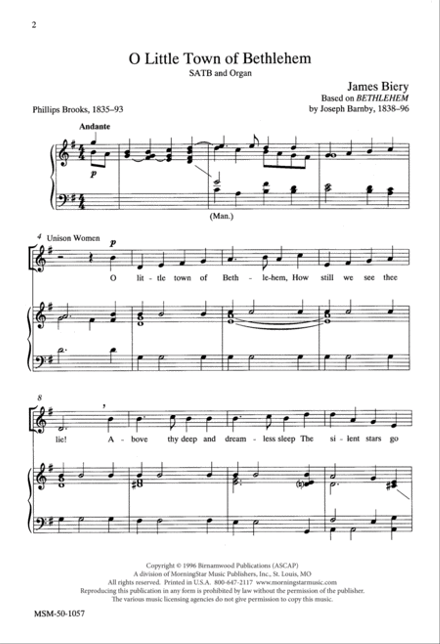 O Little Town of Bethlehem 4-Part scores gallery preview page 1