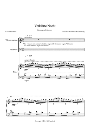"Verklärte Nacht" (Hommage a Arnold Schönberg) for solo-Mezzosopran, solo-Baryton & piano (text by