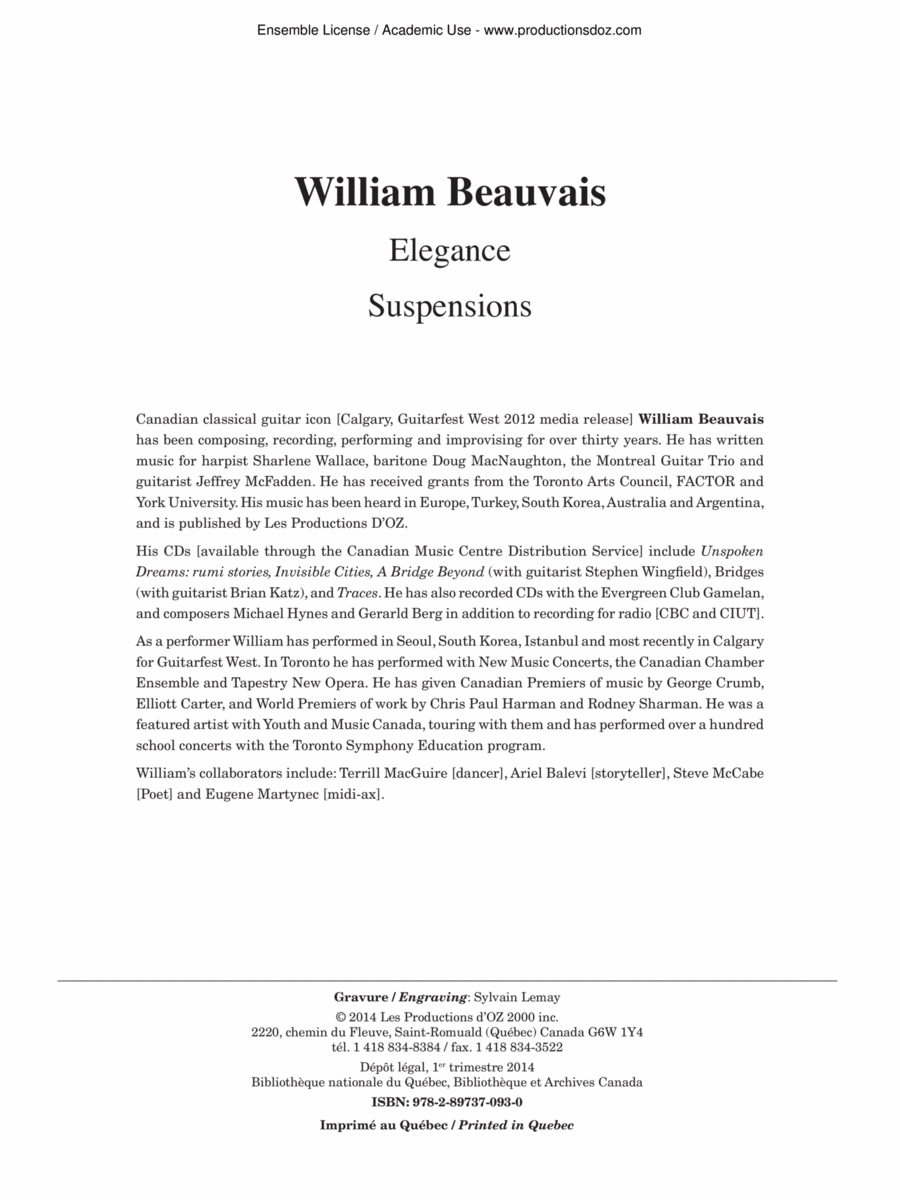Elegance - Suspensions Guitar Ensemble scores gallery preview page 1