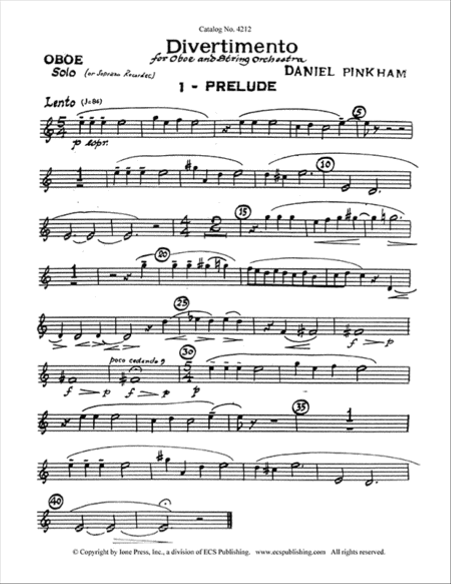 Divertimento for Oboe & Strings String Orchestra scores gallery preview page 1