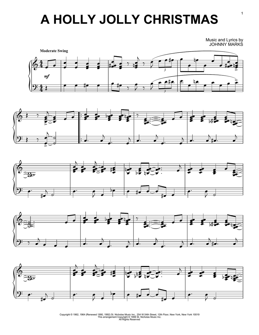 A Holly Jolly Christmas Piano Solo scores gallery preview page 1