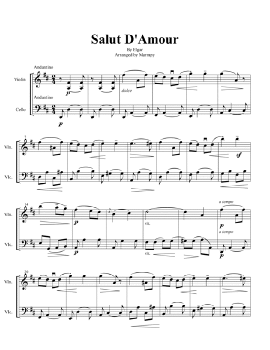 Salut D'amour Salut D'amour Set of Parts scores gallery preview page 2