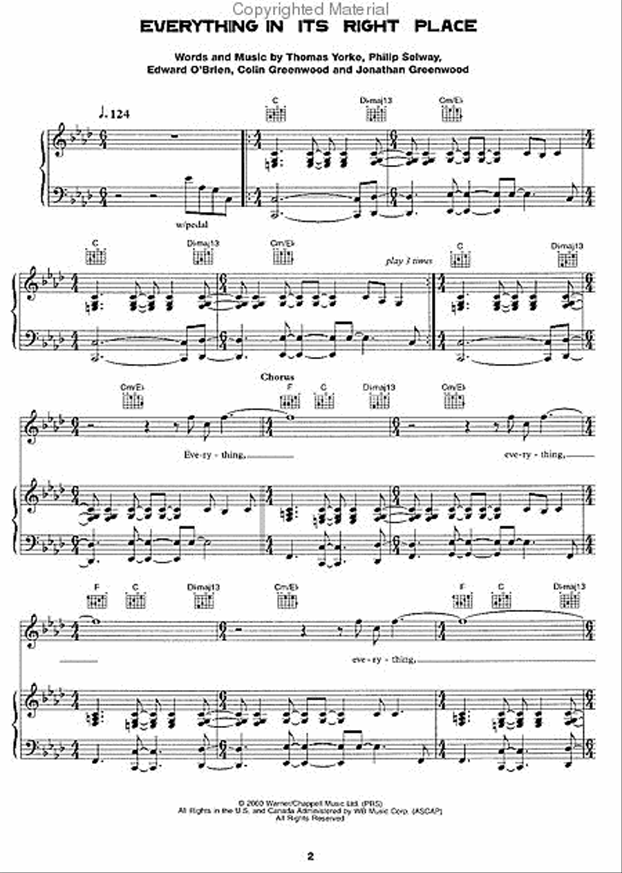Radiohead - Kid A Piano, Vocal, Guitar scores gallery preview page 2