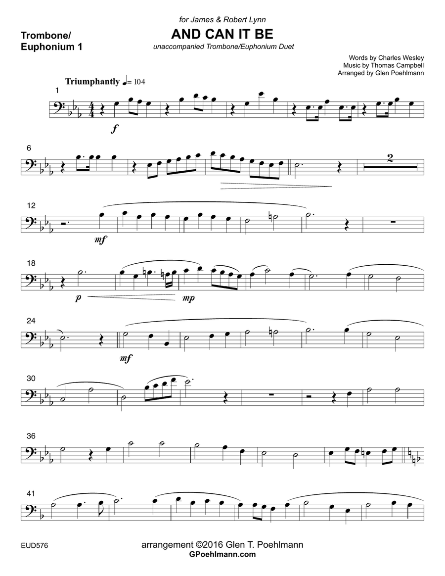 AND CAN IT BE - TROMBONE/EUPHONIUM DUET (unaccompanied) Brass Duet scores gallery preview page 5