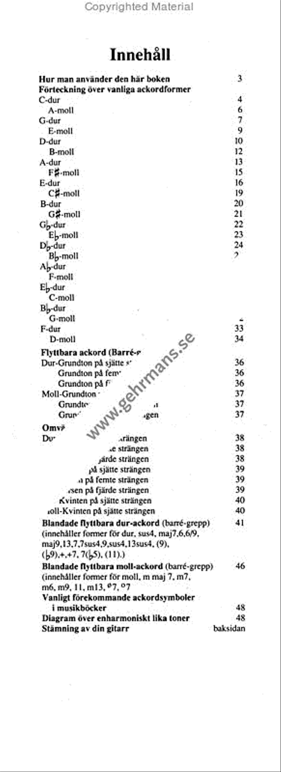 Ackordboken for gitarrfodralet