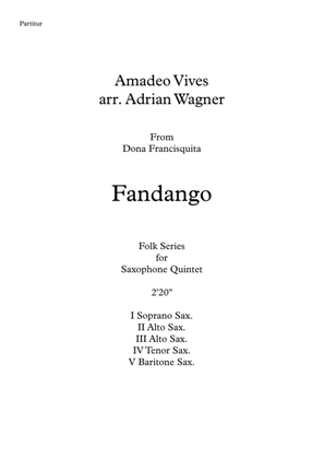 Book cover for "Fandango" (Amadeo Vives) Saxophone Quintet arr. Adrian Wagner