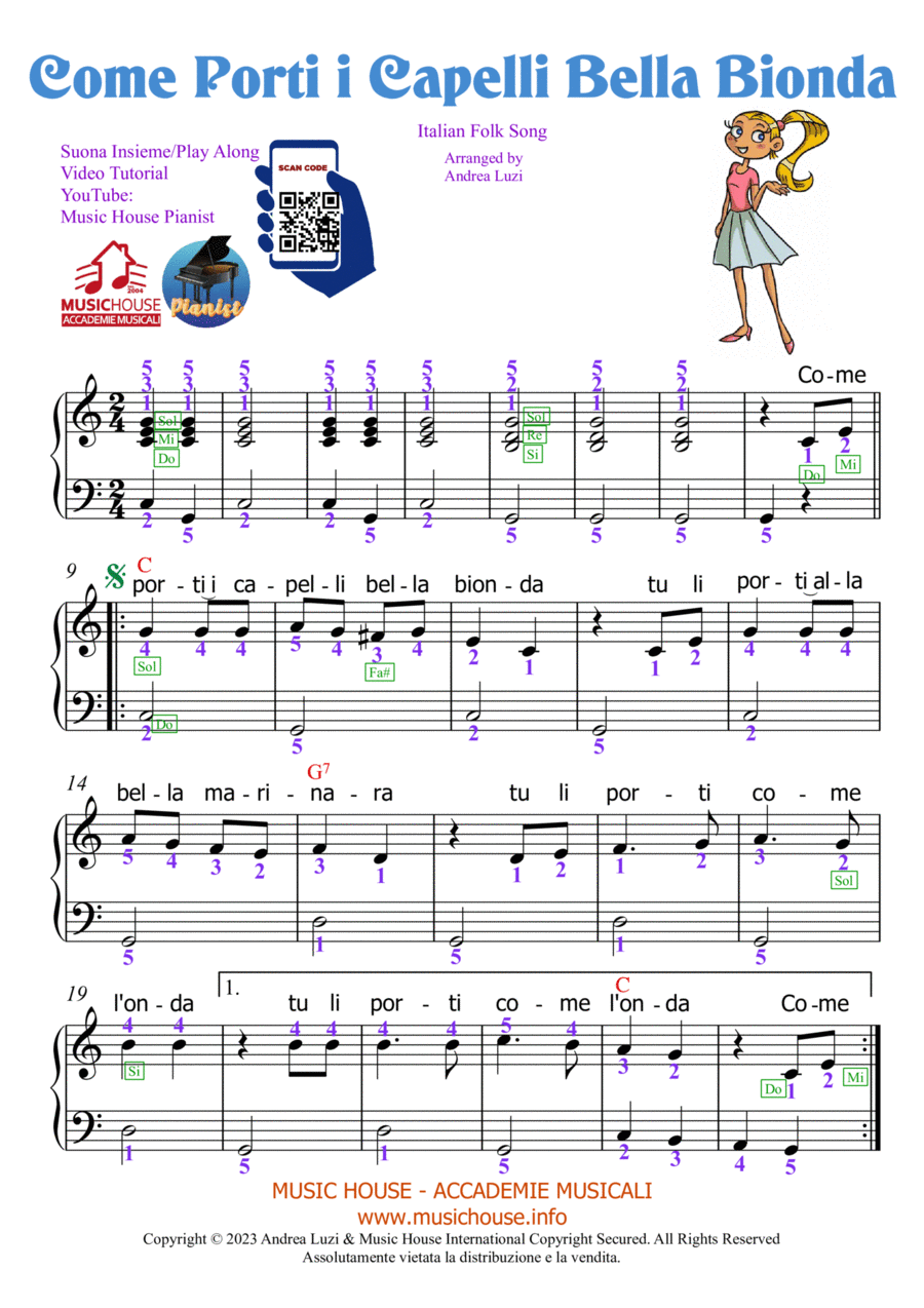 Come Porti i Capelli Bella Bionda Easy Piano scores gallery preview page 1
