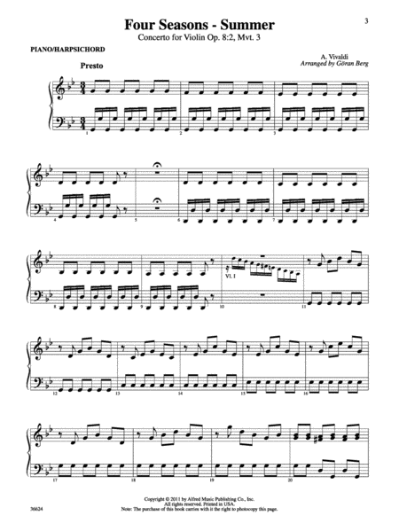 Violins Go Vivaldi: Two Movements for Violin Quartet: Piano Accompaniment