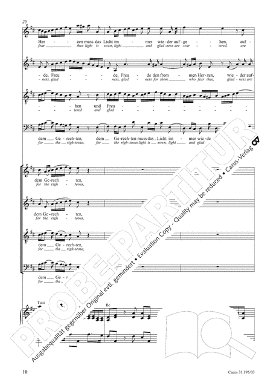 For the righteous light is sown (Dem Gerechten muss das Licht) 4-Part scores gallery preview page 11