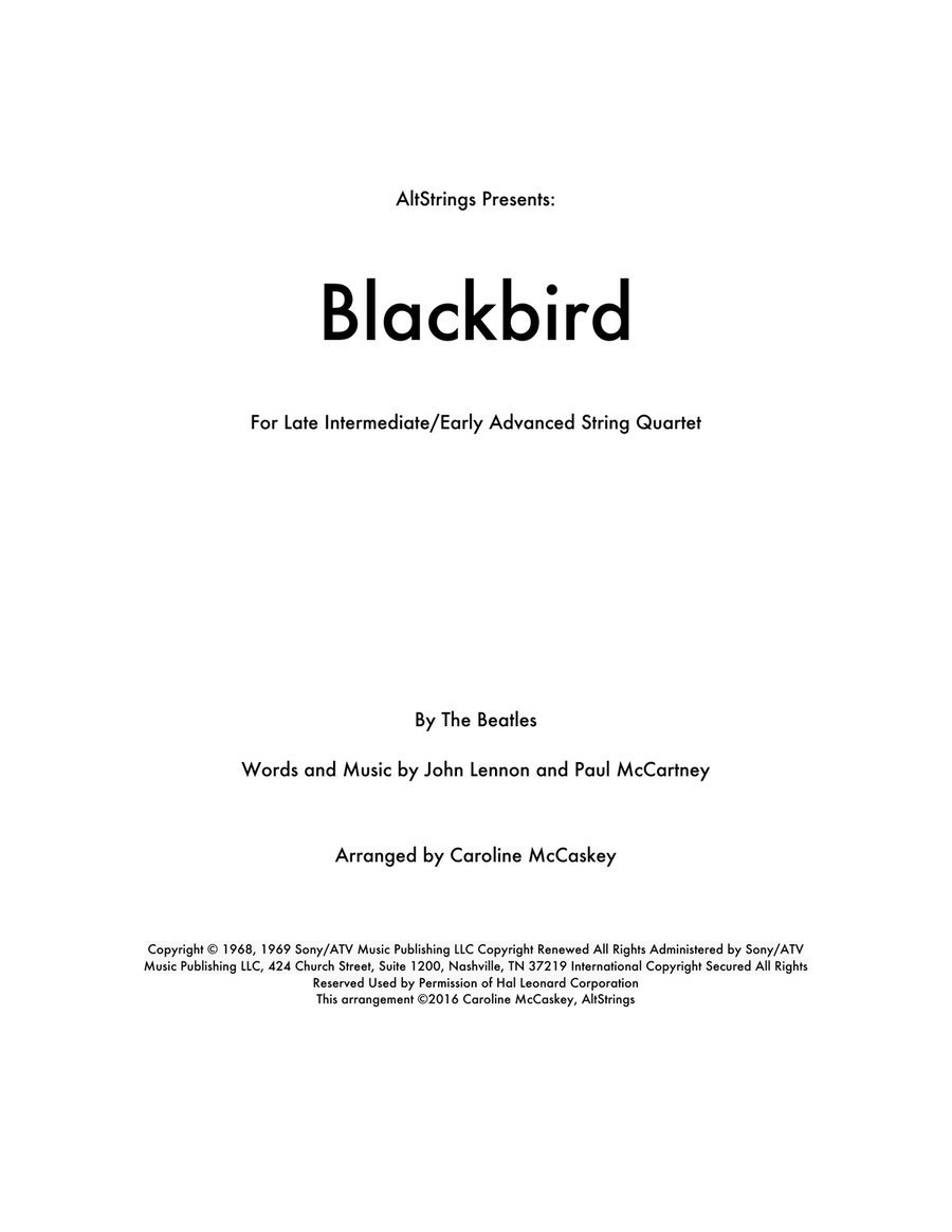 Blackbird String Quartet scores gallery preview page 1