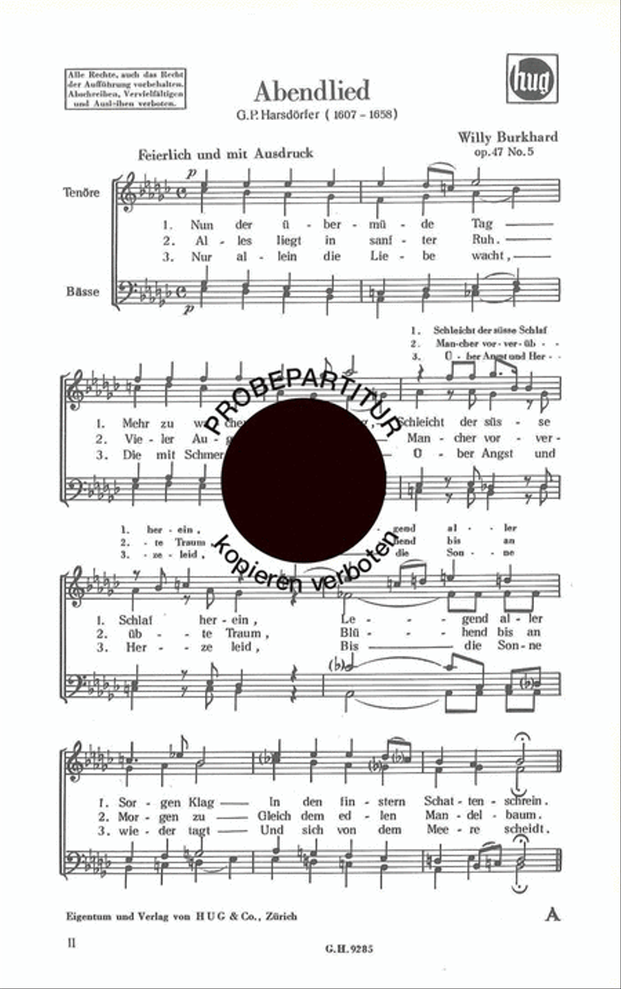Abendlied Abendlied Men's Choir scores gallery preview page 1