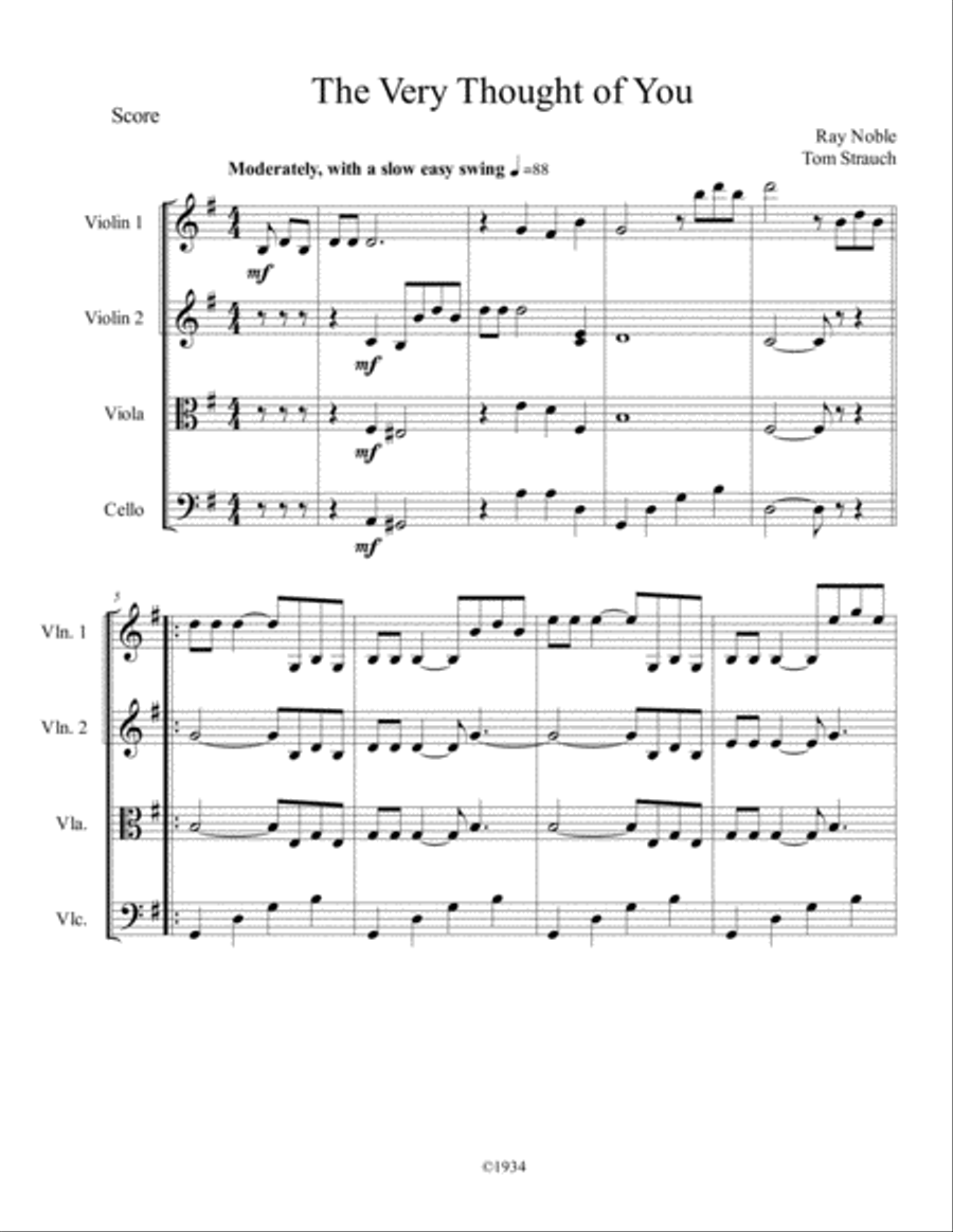 The Very Thought Of You String Quartet scores gallery preview page 1