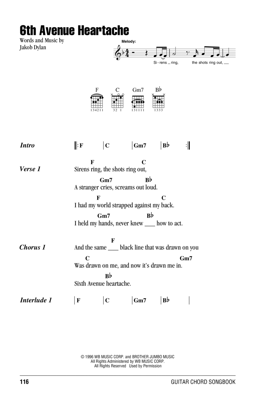 6th Avenue Heartache Acoustic Guitar scores gallery preview page 1