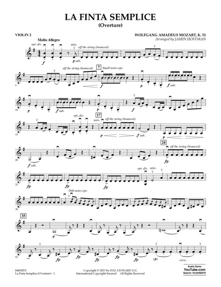 La Finta Semplice (Overture) - Violin 2