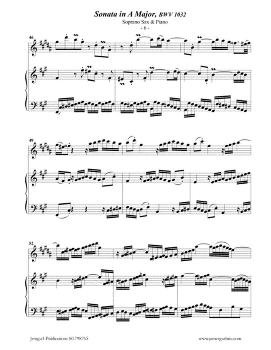 BACH: Sonata BWV 1032 for Soprano Sax & Piano image number null