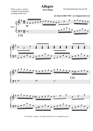 Book cover for Allegro (J.S. Bach) - lever harp solo