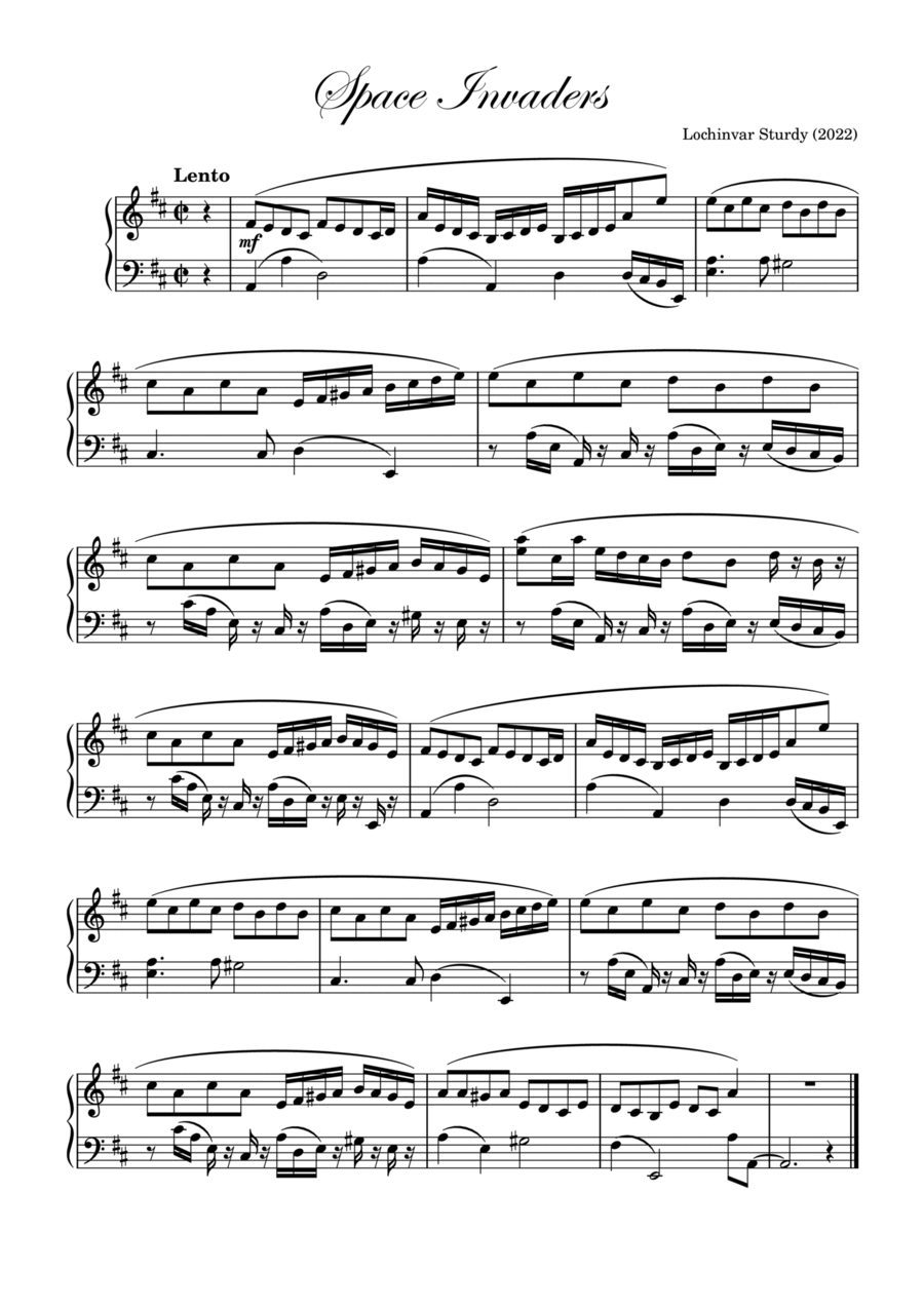Space Invaders Piano Solo scores gallery preview page 1