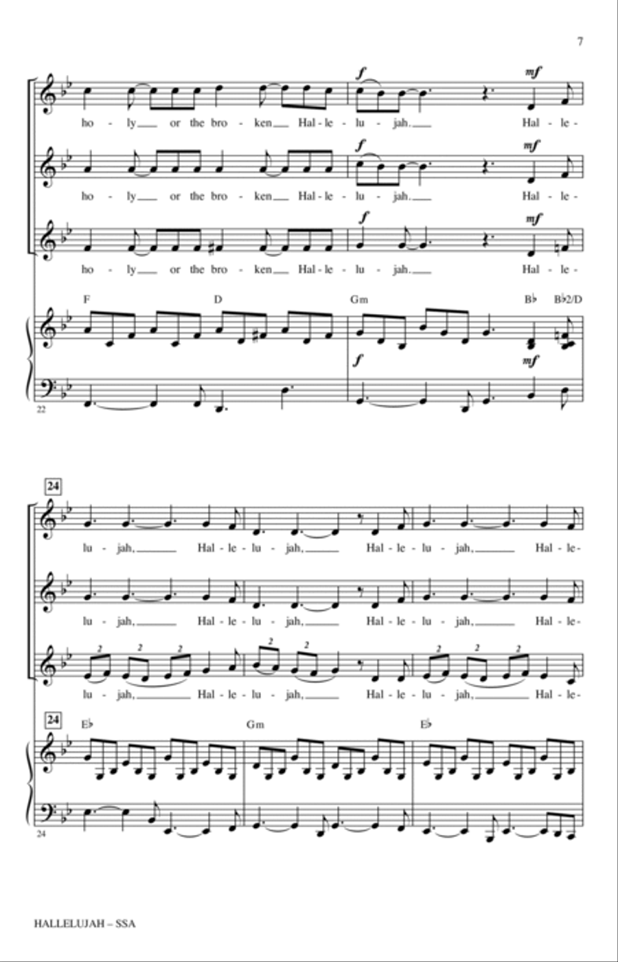 Hallelujah (arr. Roger Emerson) SSA scores gallery preview page 6