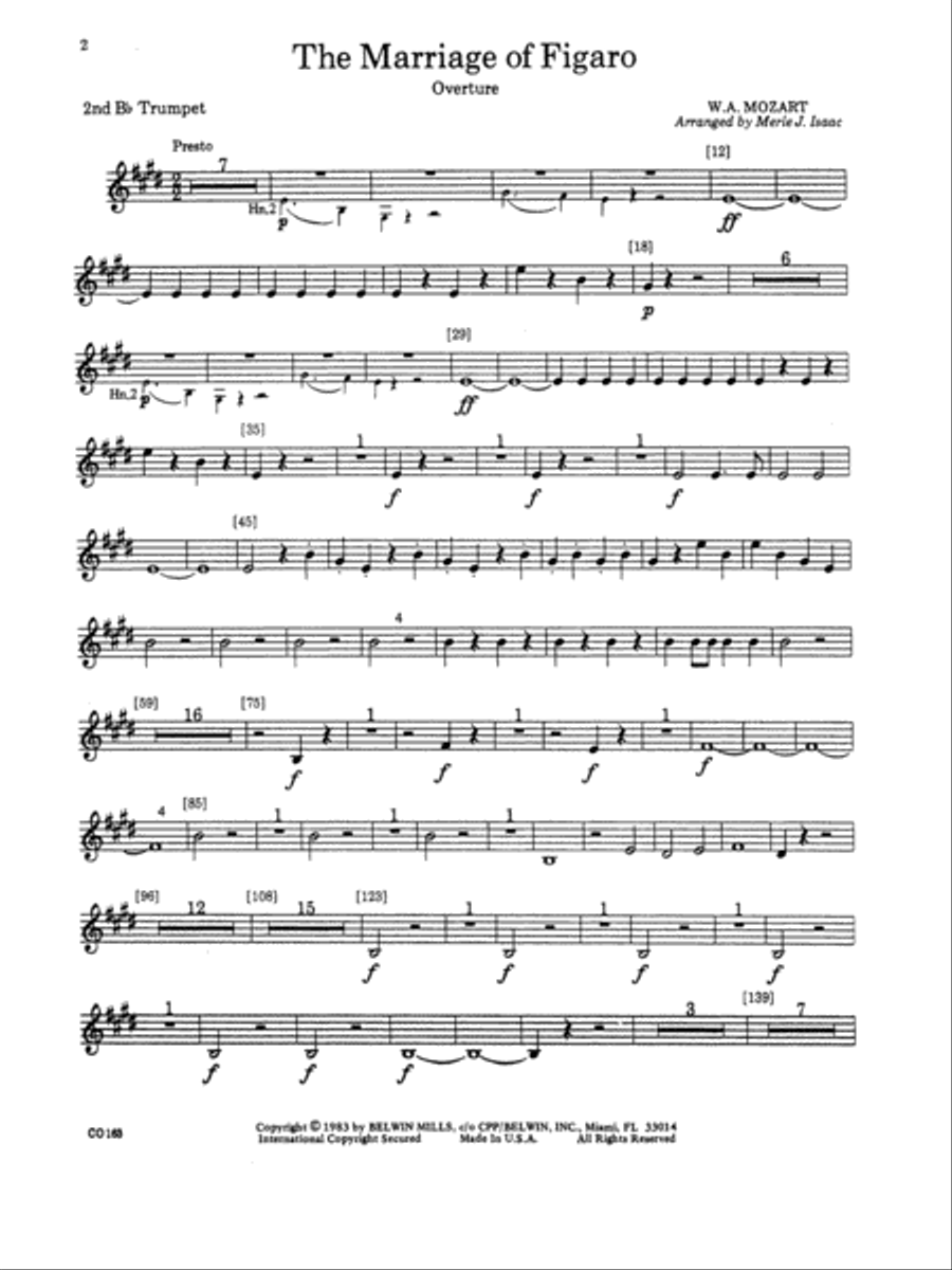 The Marriage of Figaro -- Overture: 2nd B-flat Trumpet Full Orchestra scores gallery preview page 1