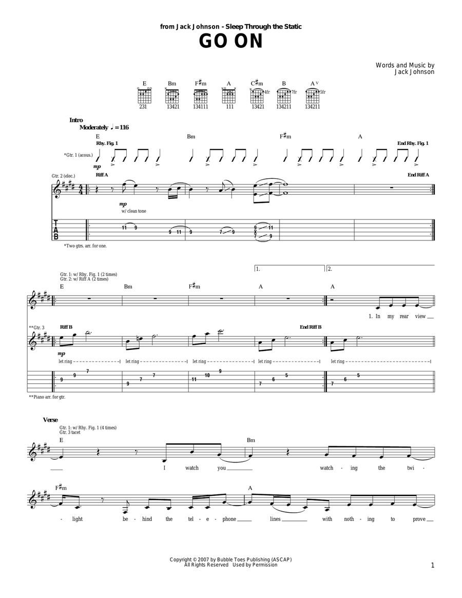 Go On Acoustic Guitar scores gallery preview page 1