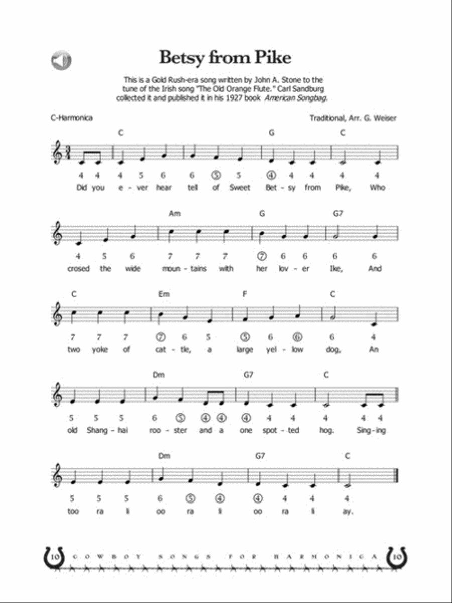 Cowboy Songs for Harmonica by Glenn Weiser Electric Guitar Sheet Music Sheet Music Plus