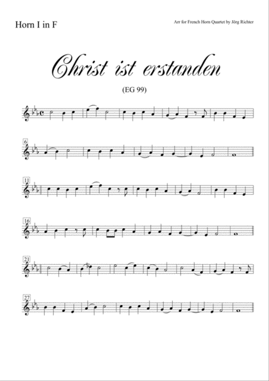 Jesus Christ is risen! (Christ ist erstanden) for French Horn Quartet Brass Quartet scores gallery preview page 4