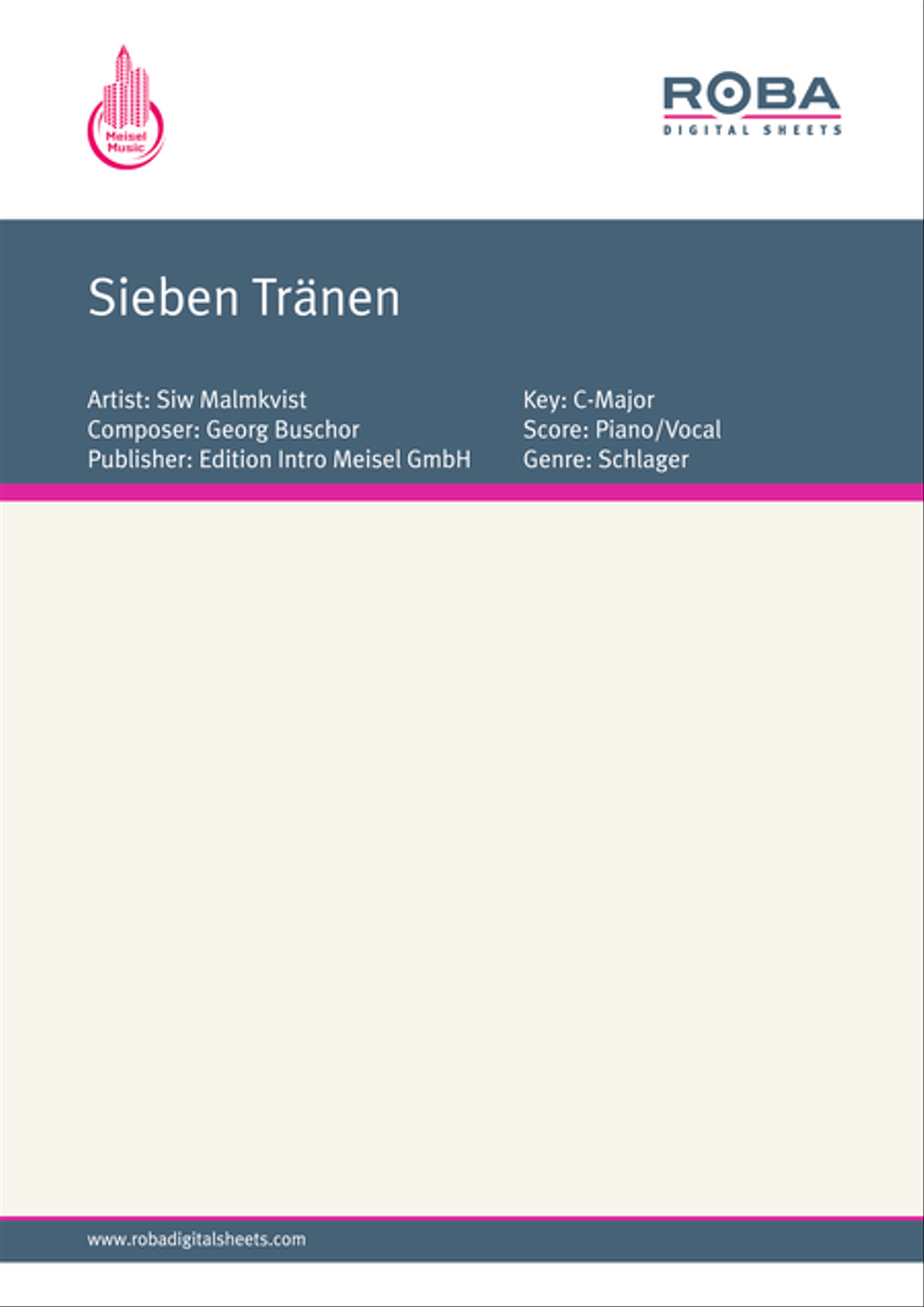 Sieben Tranen Piano, Vocal scores gallery preview page 1