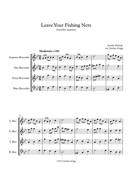 Leave Your Fishing Nets (recorder quartet) image number null
