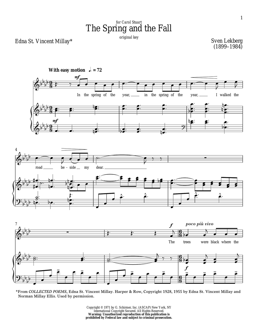 The Spring And The Fall Piano, Vocal scores gallery preview page 1