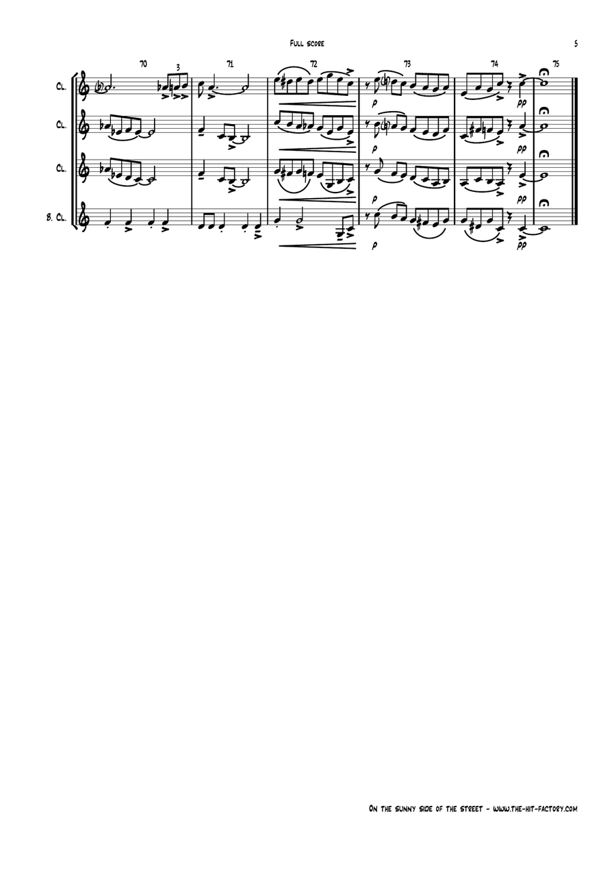 On The Sunny Side Of The Street Clarinet Quartet scores gallery preview page 5