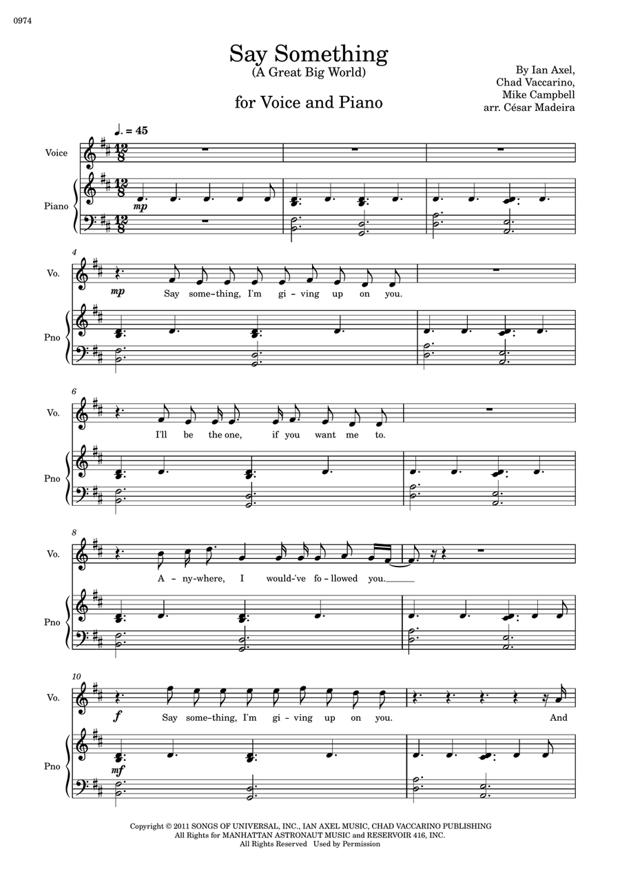Say Something Piano, Vocal scores gallery preview page 2