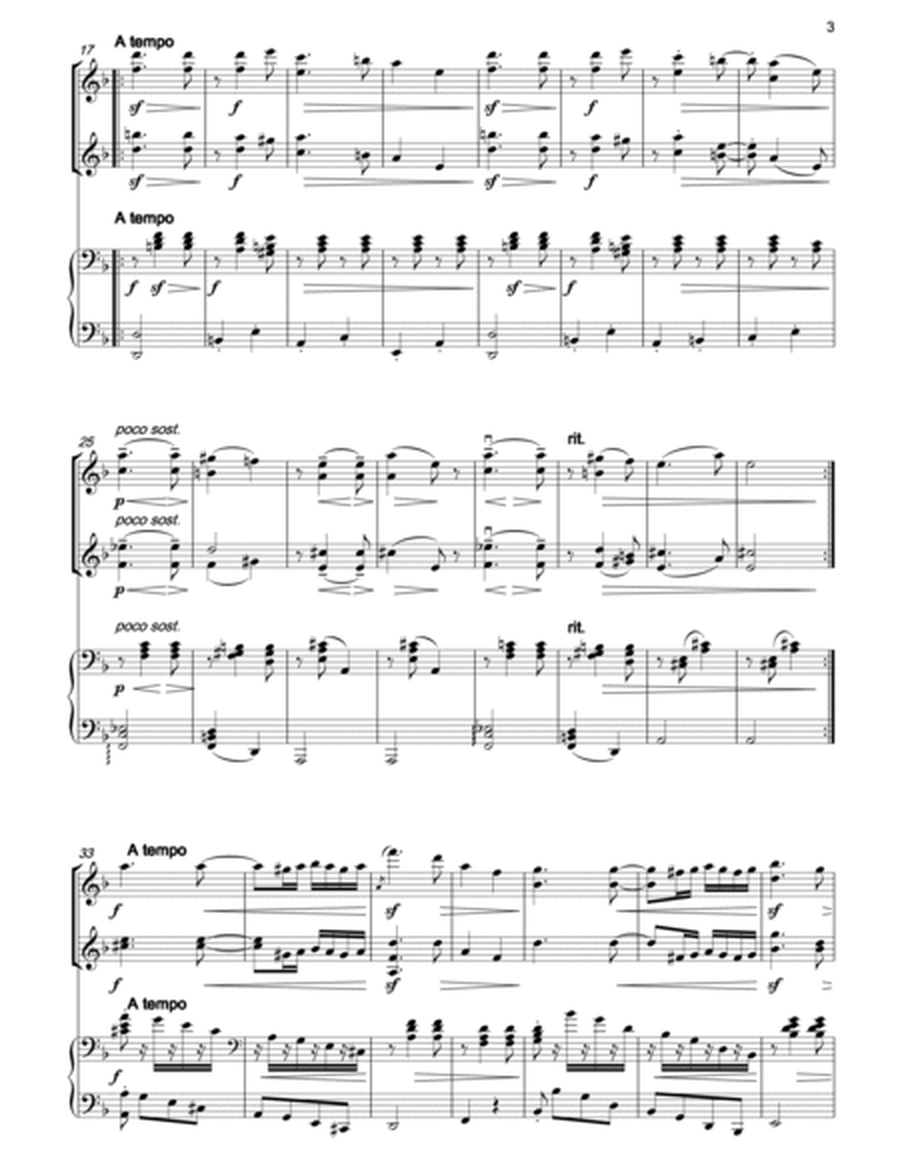 BRAHMS Hungarian Dance No.2 arranged for 2 violins & piano image number null