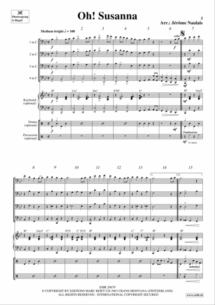 Oh Susanna Euphonium Quartet scores gallery preview page 3