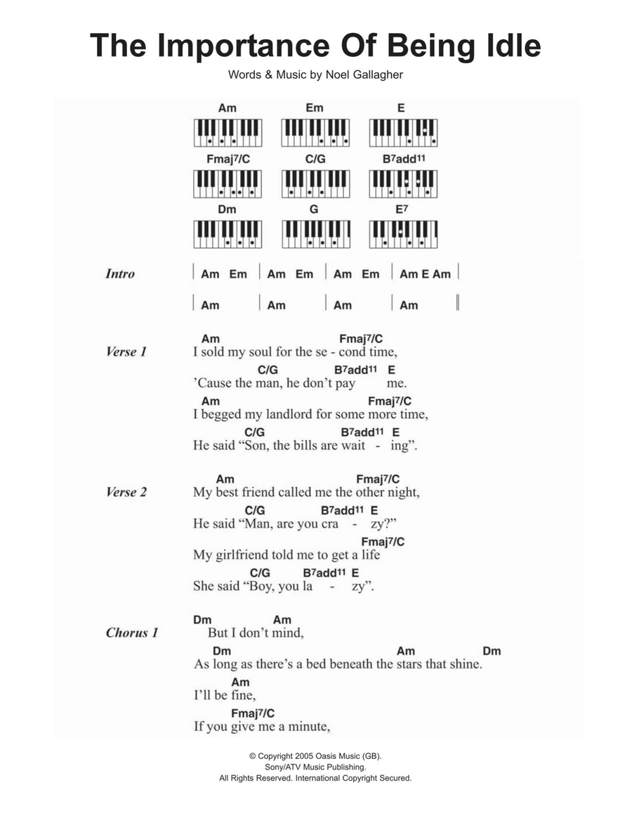The Importance Of Being Idle Piano scores gallery preview page 1