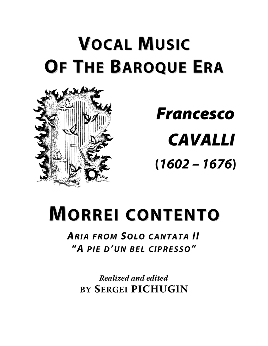 CAVALLI Francesco: Morrei contento, aria from the cantata, arranged for Voice and Piano (G minor)