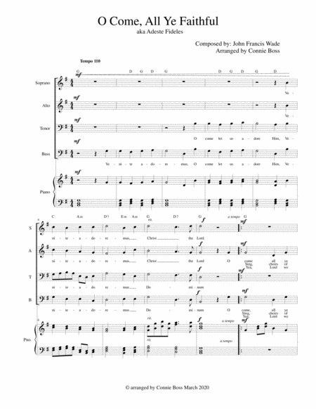 O Come all Ye Faithful/Adeste Fideles - SATB and piano image number null