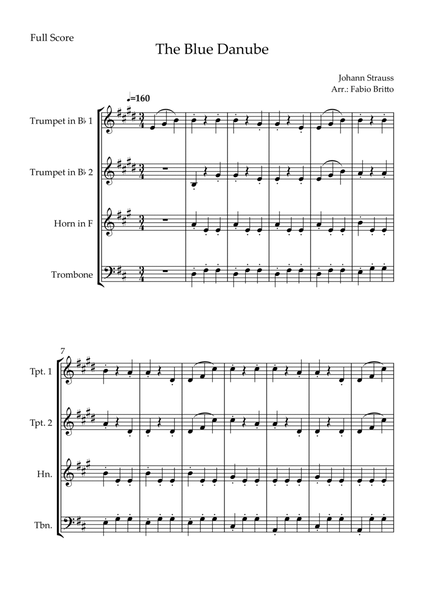 The Blue Danube (Waltz by Johann Strauss) for Brass Quartet image number null