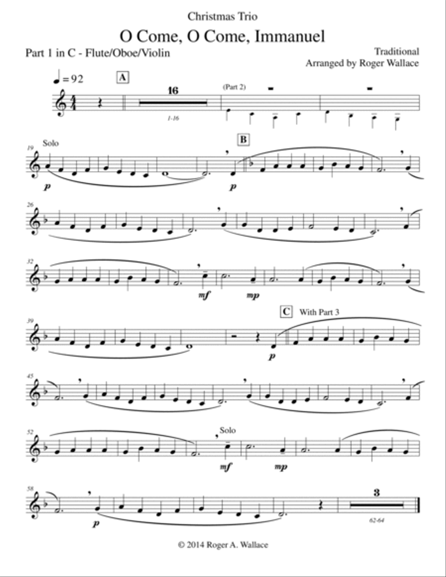 Immanuel (Emmanuel) - Brass Trio, O Come Brass Trio scores gallery preview page 6